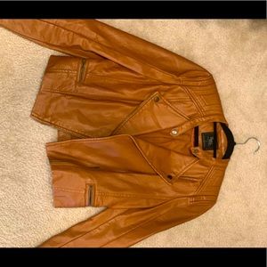 Faux leather bomber jacket